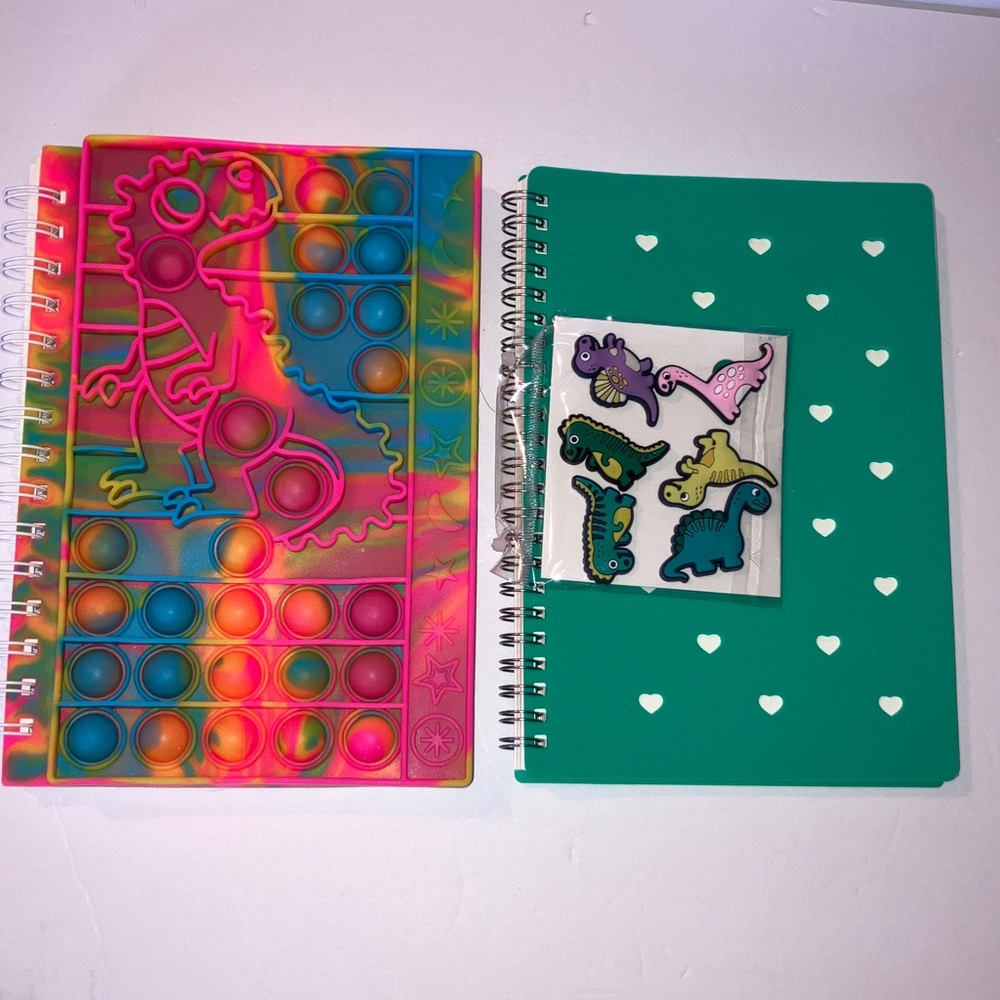 Colorful Dinosaur Pop-It‎ and Charm Notebook Set 5x8
